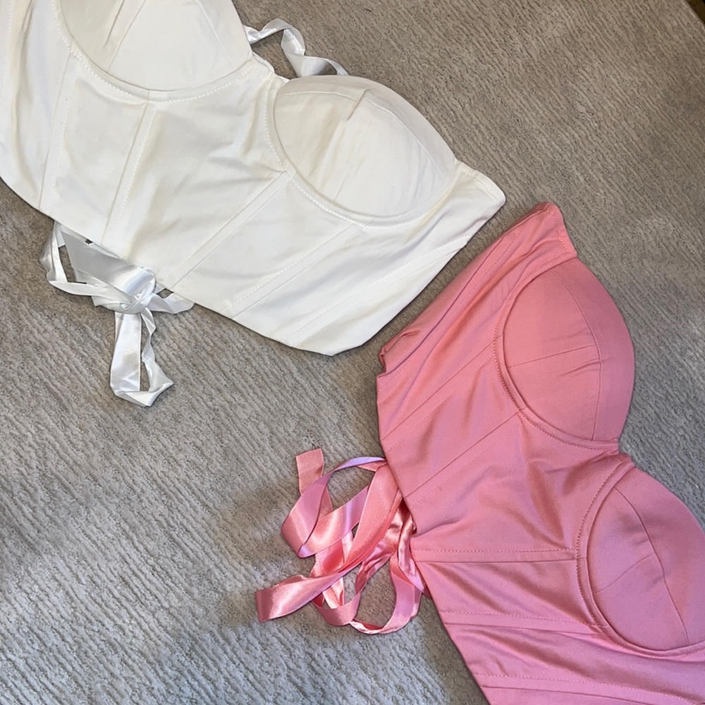 Shein lace up back crop bustier tube top